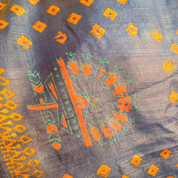Tussar silk with Handblock printing Saree - Picture 7 of 10